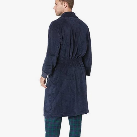 Men’s Nautica Navy Plush Robe - Picture 7 of 8